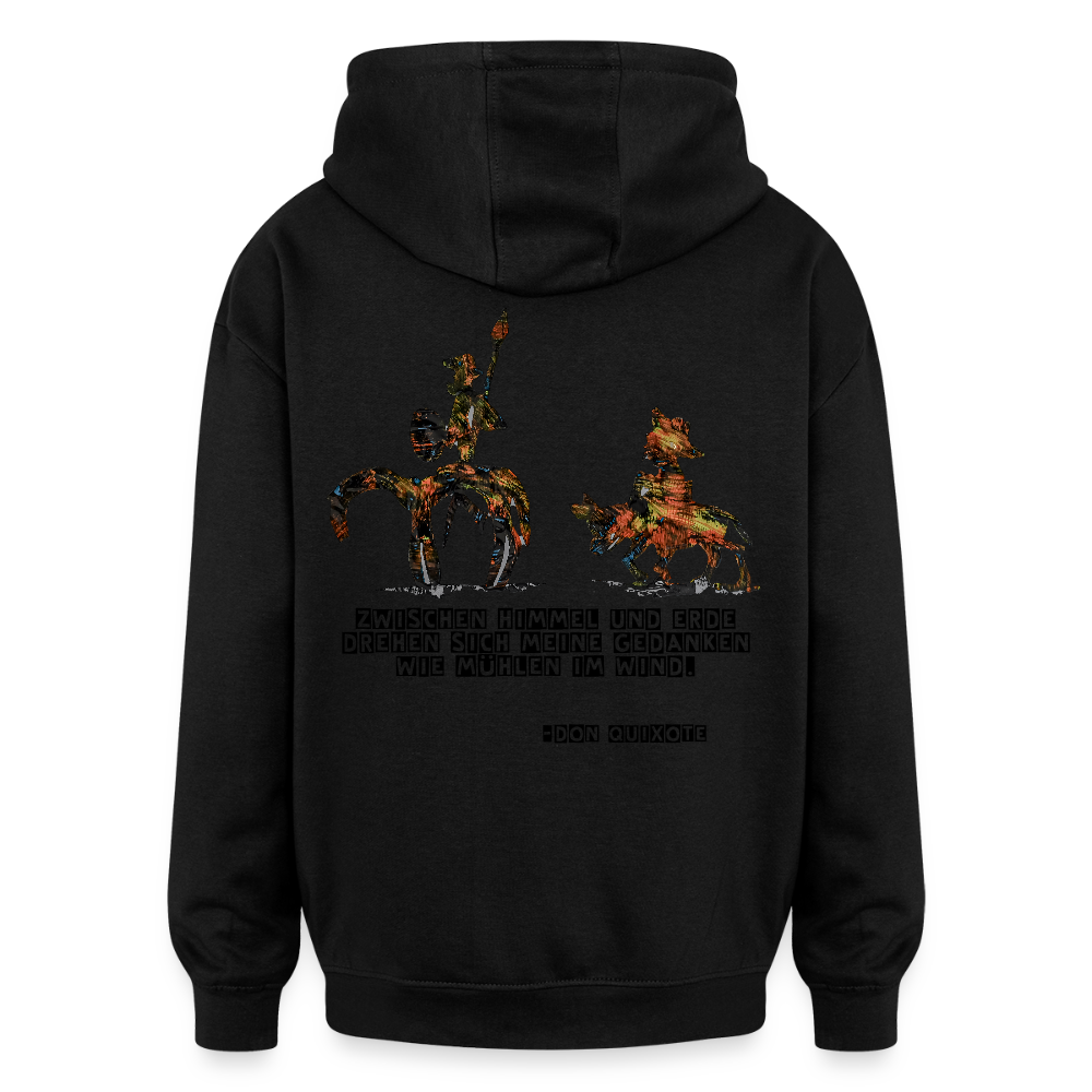 Oversized Unisex Hoodie Don Quixote Backprint - Schwarz