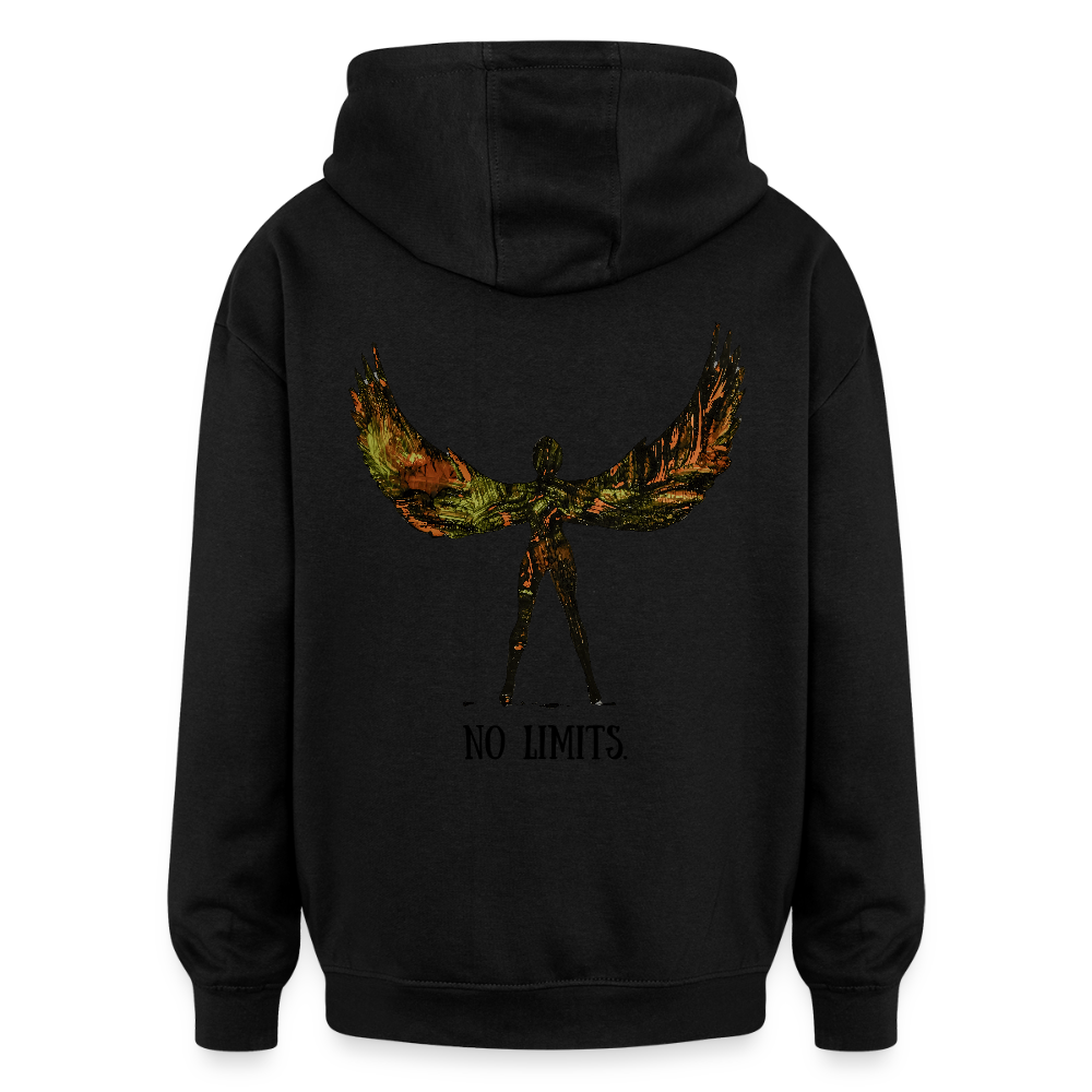 Oversized Unisex Hoodie Angel Backprint - Schwarz