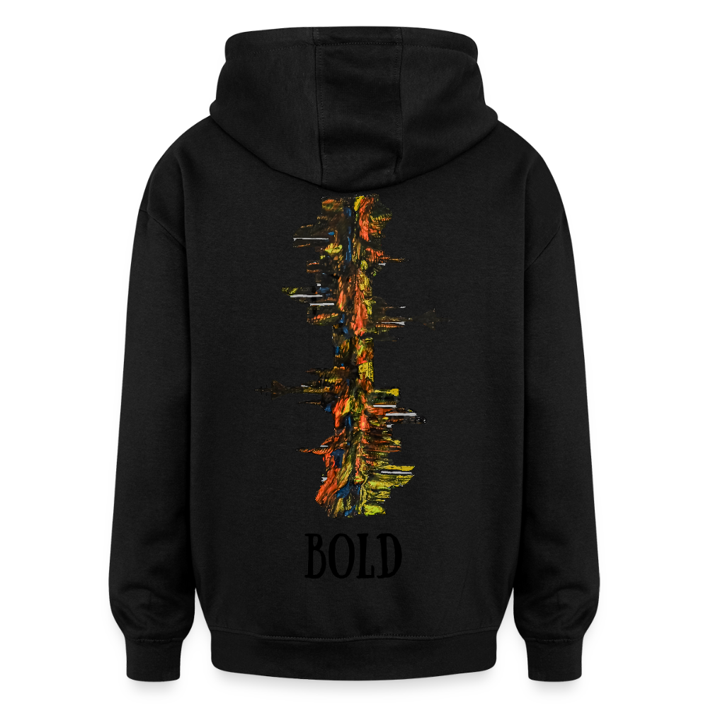 Oversized Unisex Hoodie Düsseldorfer Skyline Backprint - Schwarz