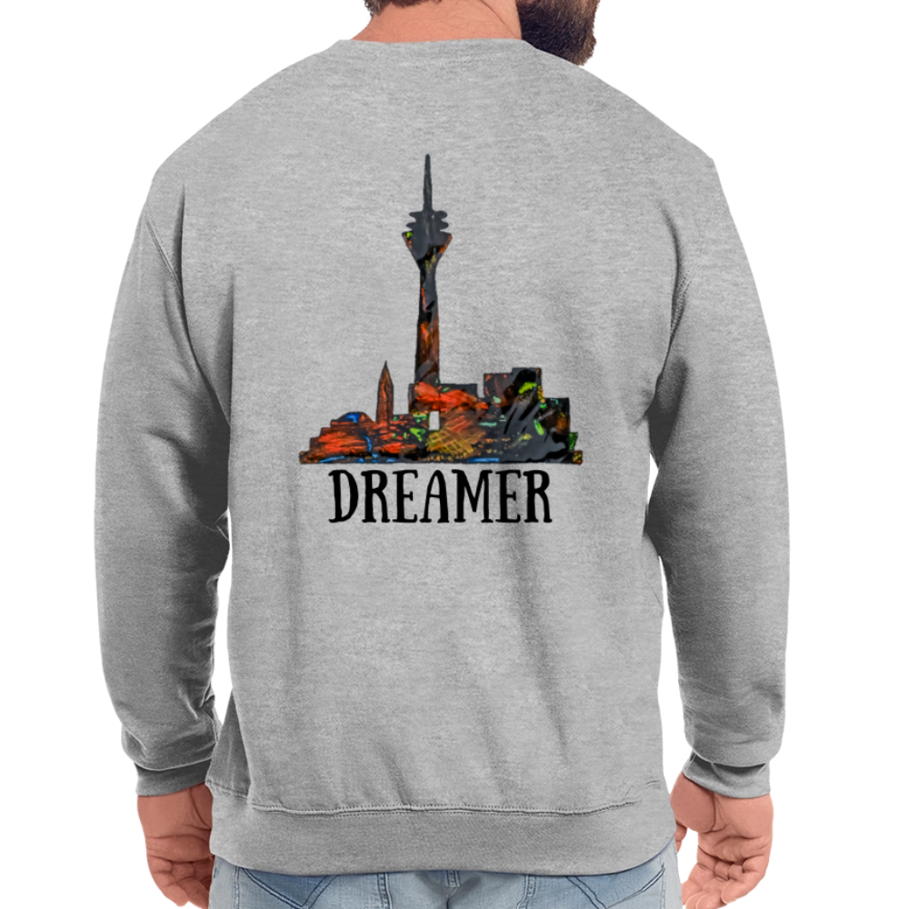 Unisex Pulli Düsseldorferskyline Backprint - Weißgrau meliert