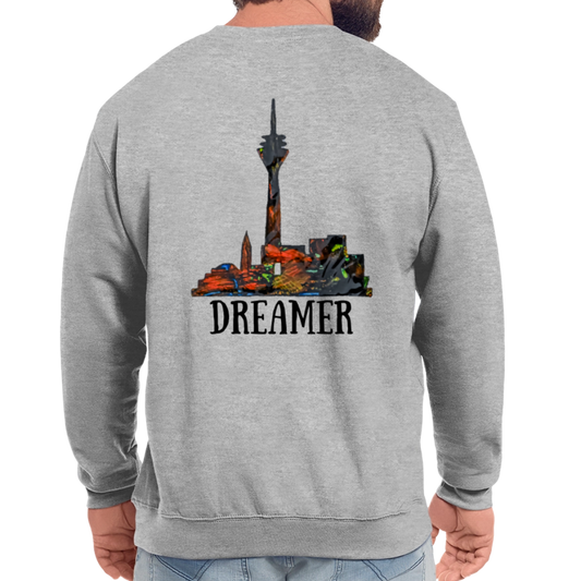 Unisex Pulli Düsseldorferskyline Backprint - Weißgrau meliert