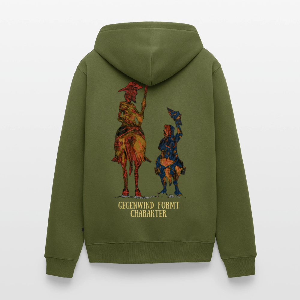 Männer Kapuzenjacke Don Quixote Backprint - Khaki