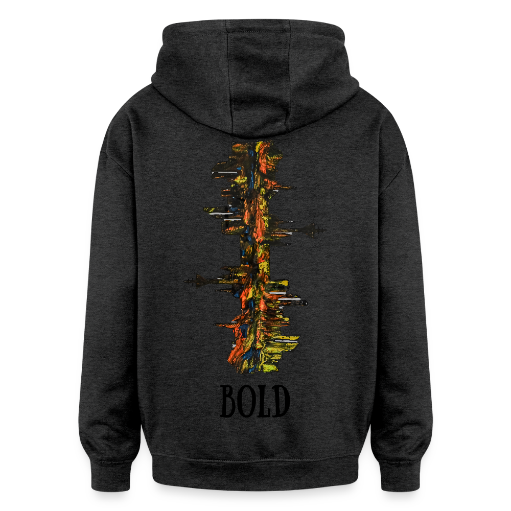 Oversized Unisex Hoodie Düsseldorfer Skyline Backprint - Anthrazit