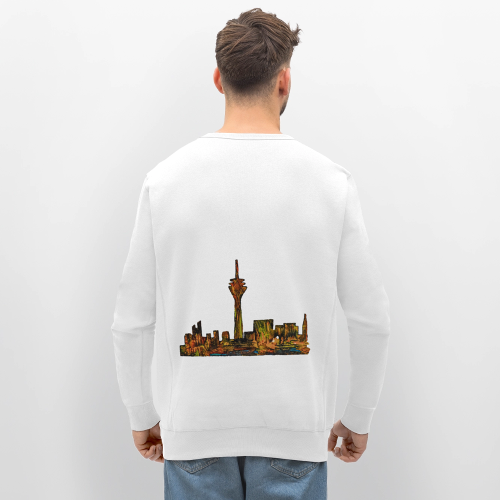 Unisex Bio Pulli Düsseldorfer Skyline Backprint - Weiß