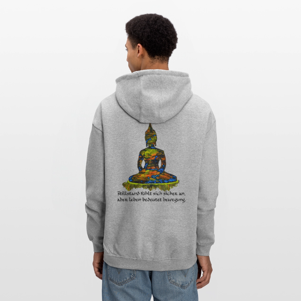 Oversized Unisex Hoodie Buddha Backprint - Grau meliert