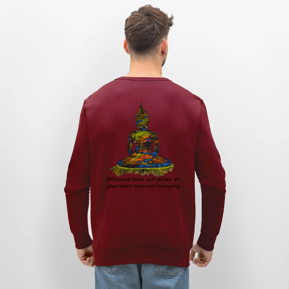 Unisex Bio Pulli Buddha Backprint - Burgunderrot