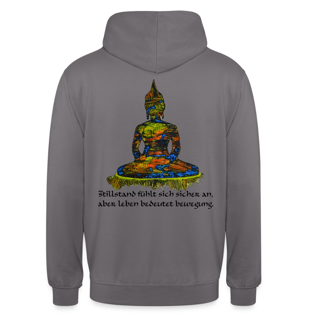 Unisex Hoodie Buddha Backprint - Mittelgrau