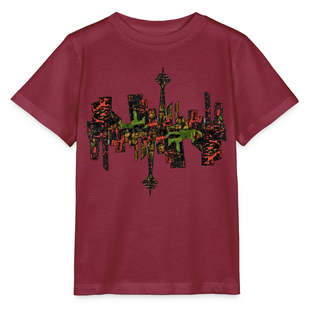Unisex Kinder T-Shirt Düsseldorfer Skyline V.9 - Burgunderrot