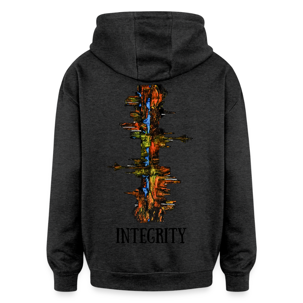 Oversized Unisex Hoodie Düsseldorfer Skyline Backprint - Anthrazit