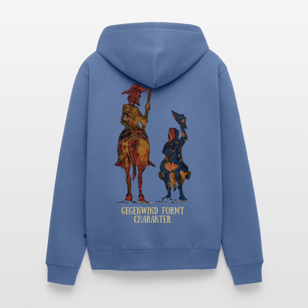 Männer Kapuzenjacke Don Quixote Backprint - Taubenblau