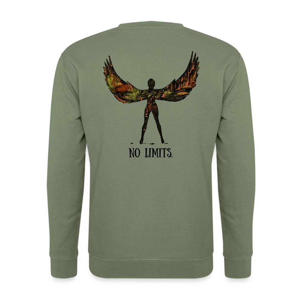 Unisex Pulli Angel Backprint - Armeegrün