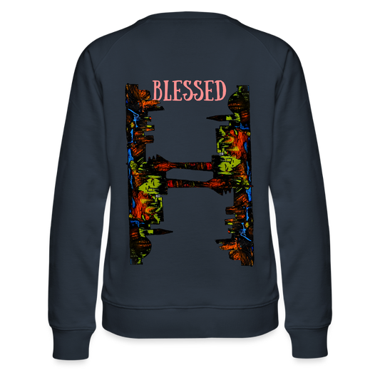 Frauen Hoodie Düsseldorfer Skyline Backprint - Navy