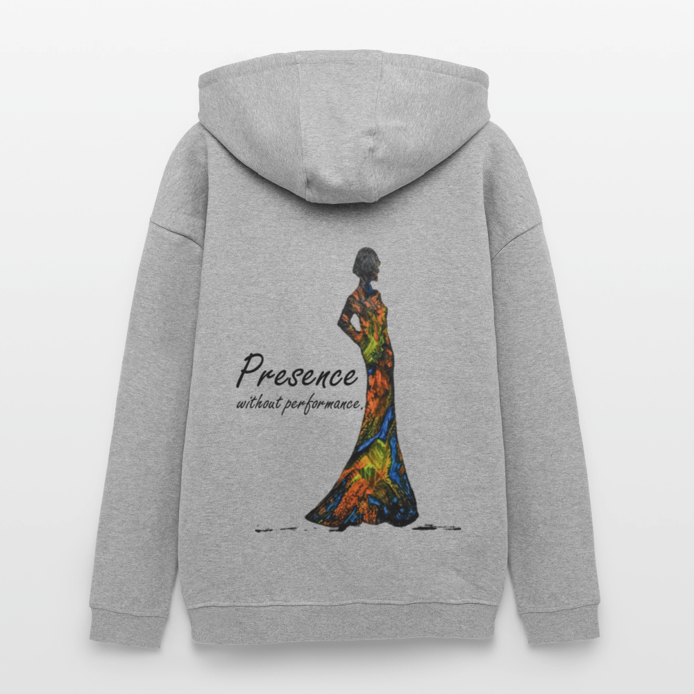 Oversized Unisex Hoodie Presence Backprint - Grau meliert