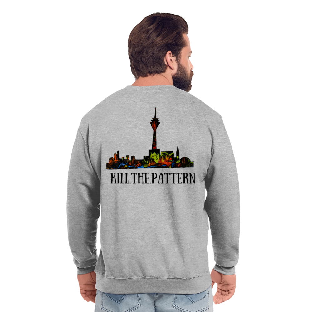 Unisex Pulli Düsseldorfer Skyline Backprint - Weißgrau meliert