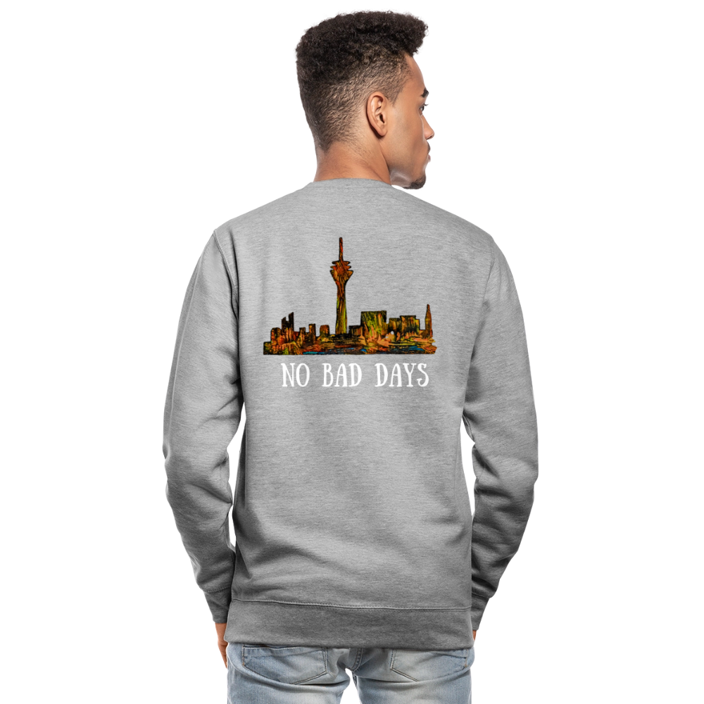 Unisex Pulli Düsseldorfer Skyline Backprint - Weißgrau meliert
