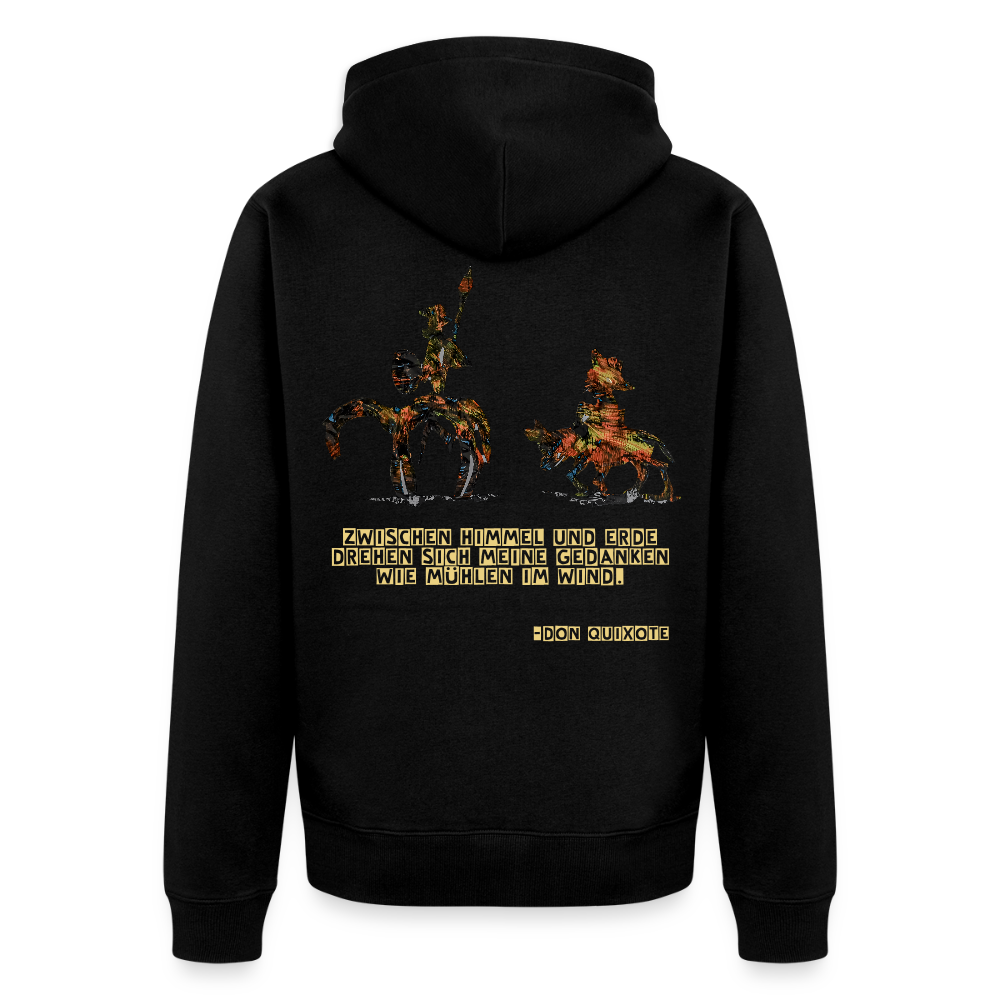 Männer Kapuzenjacke Don Quixote Backprint - Schwarz