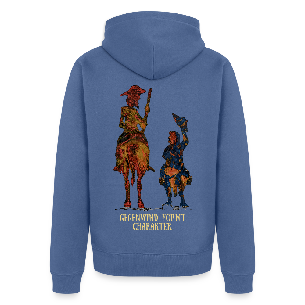 Männer Kapuzenjacke Don Quixote Backprint - Taubenblau