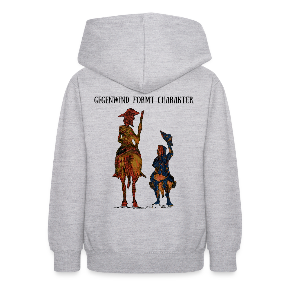 Teenager Hoodie Don Quixote Backprint - Hellgrau meliert