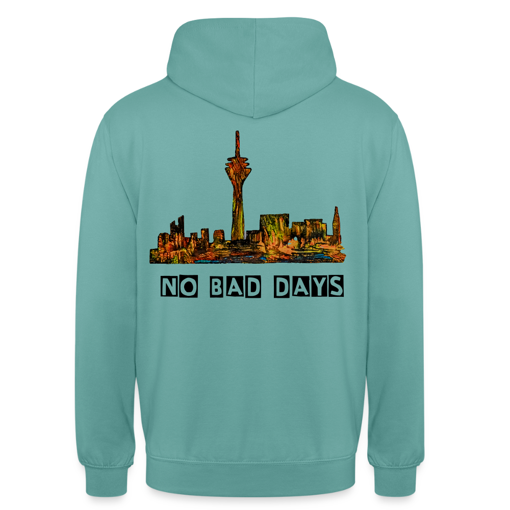 Unisex Hoodie Düsseldorfer Skyline Backprint - Pastelltürkis