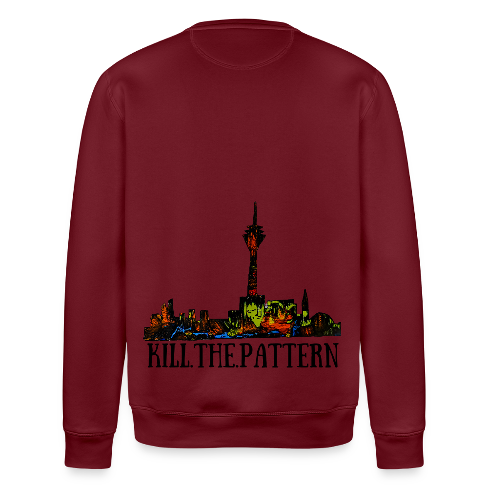 Unisex Bio Pulli Düsseldorfer Skyline Backprint - Burgunderrot