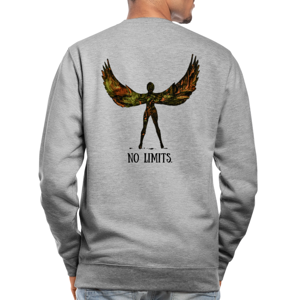 Unisex Pulli Angel Backprint - Weißgrau meliert