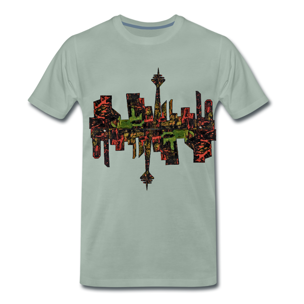 Männer Premium T-Shirt Düsseldorfer Skyline V.9 - Graugrün