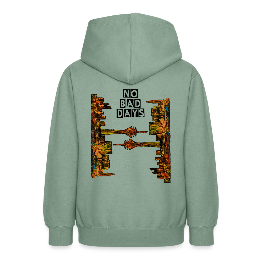 Teenager Hoodie Düsseldorfer Skyline Backprint - Graugrün