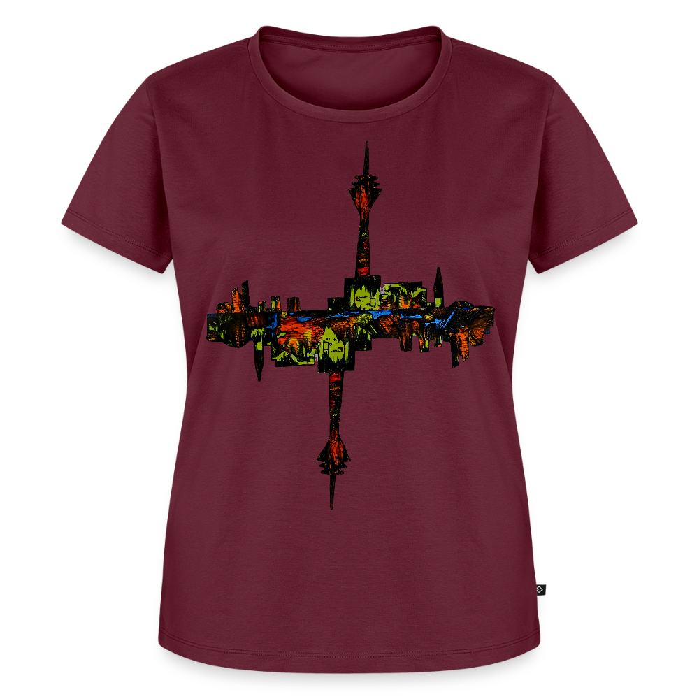 Frauen Premium T-Shirt Düsseldorfer Skyline V.7 - Burgunderrot