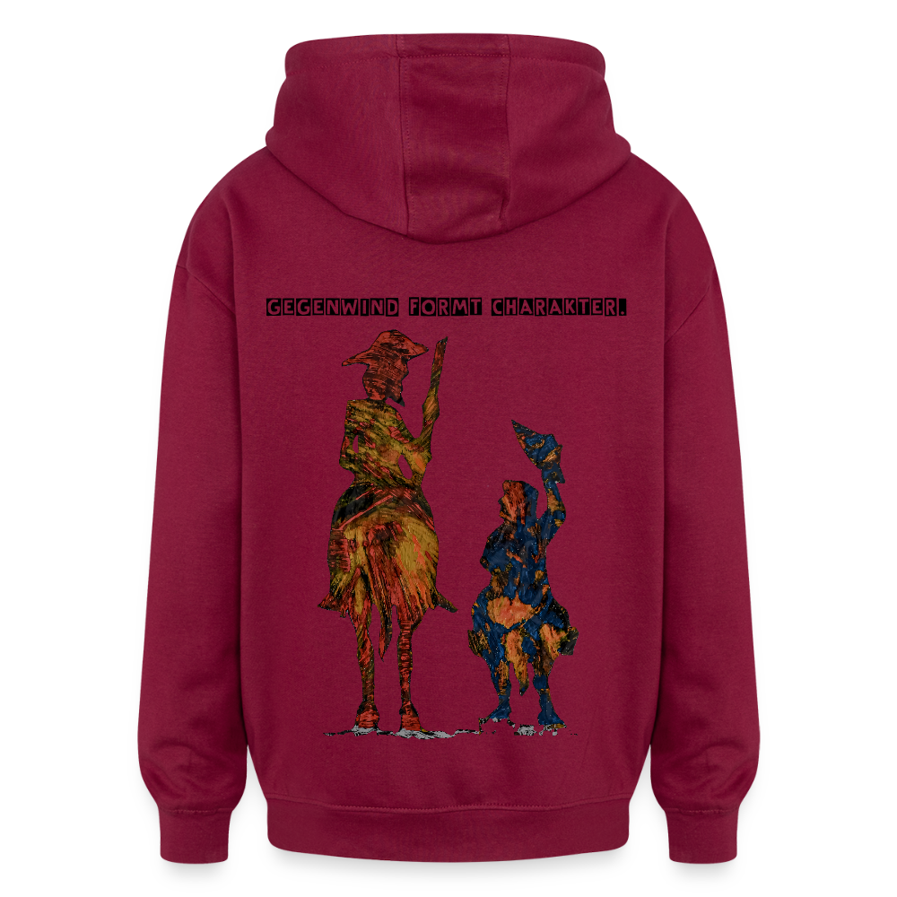 Oversized Unisex Hoodie Don Quixote Backprint - Burgunderrot