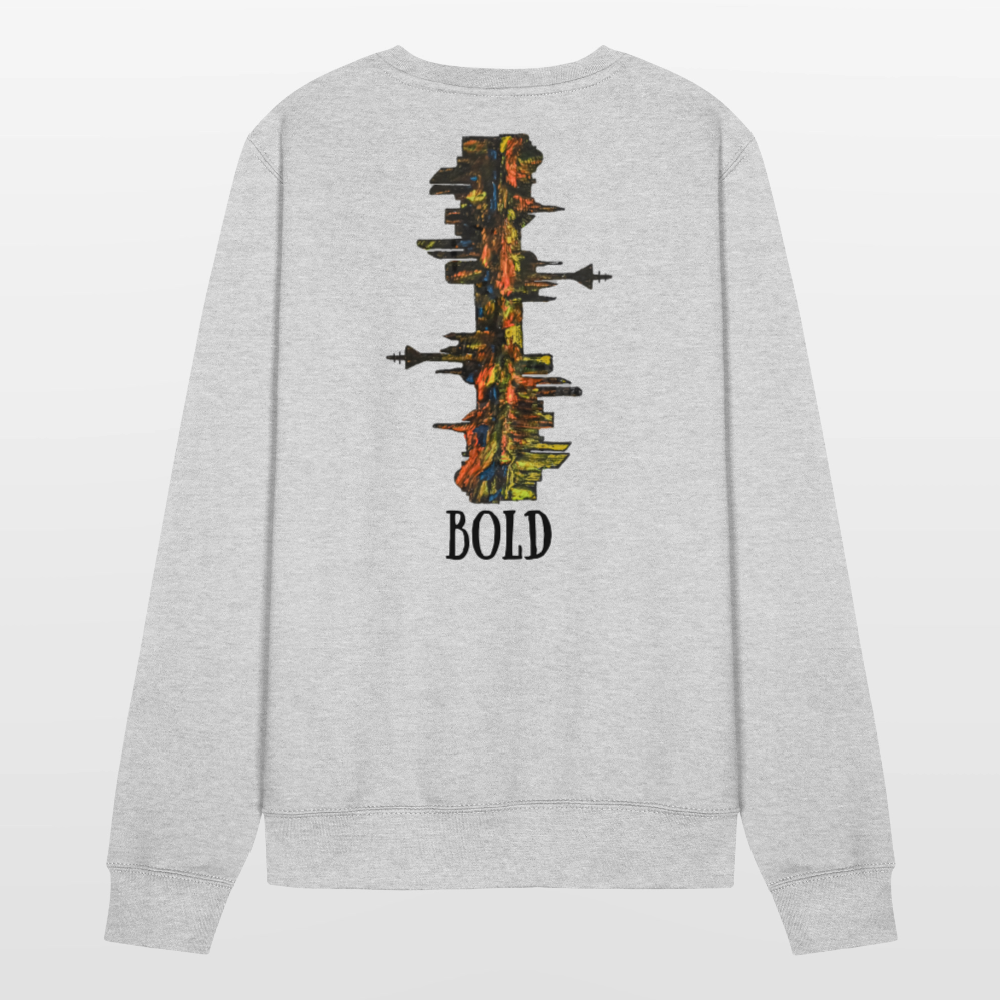 Unisex Pulli Düsseldorfer Skyline Backprint - Weißgrau meliert