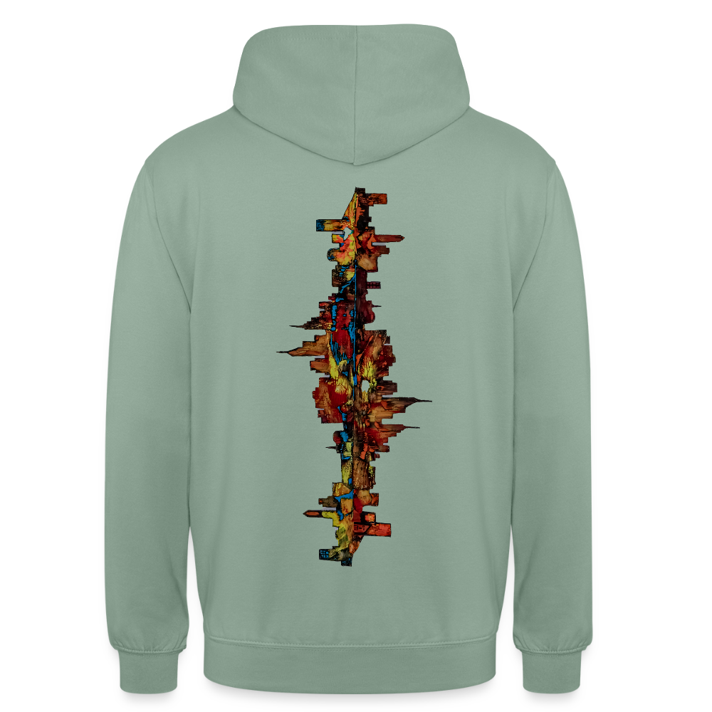 Unisex Hoodie Frankfurter Skyline Backprint - Graugrün
