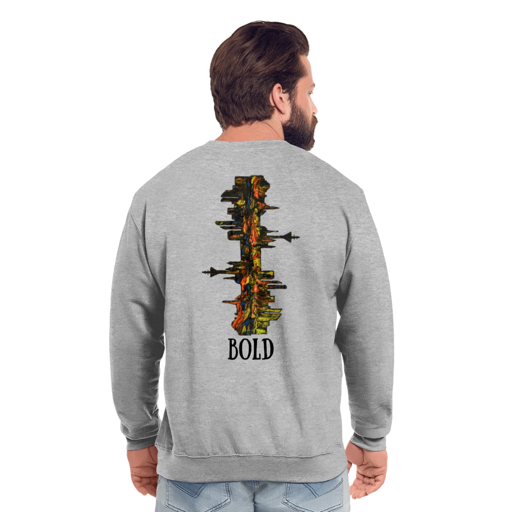 Unisex Pulli Düsseldorfer Skyline Backprint - Weißgrau meliert