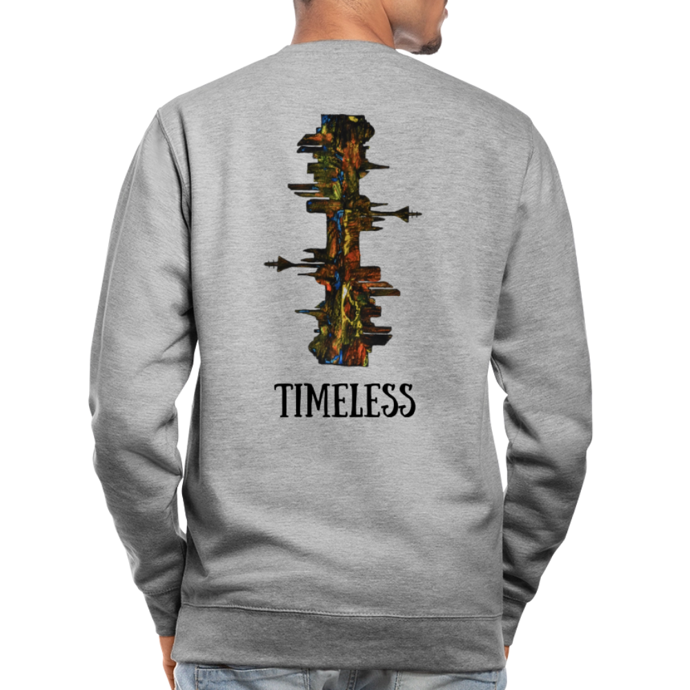 Unisex Pulli Düsseldorfer Skyline Backprint - Weißgrau meliert