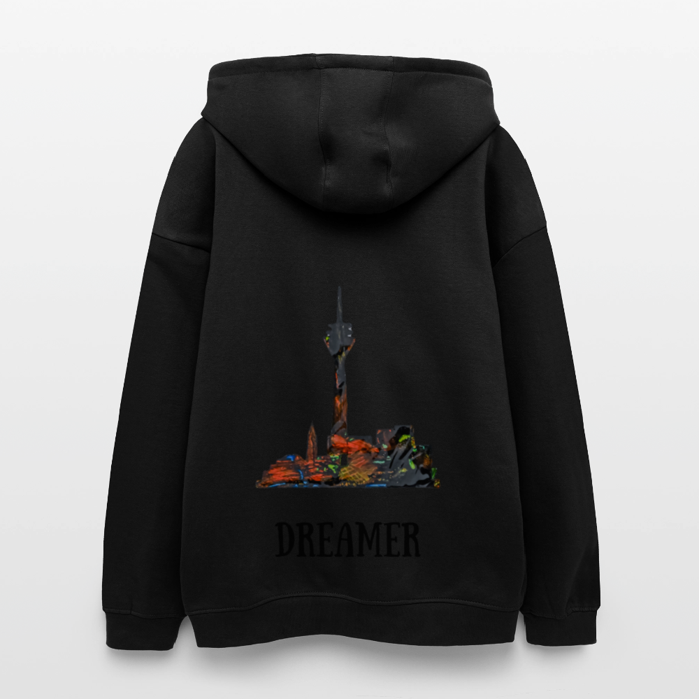 Oversized Unisex Hoodie Düsseldorferskyline Backprint - Schwarz