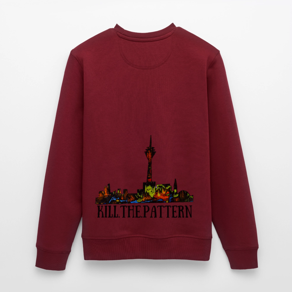 Unisex Bio Pulli Düsseldorfer Skyline Backprint - Burgunderrot