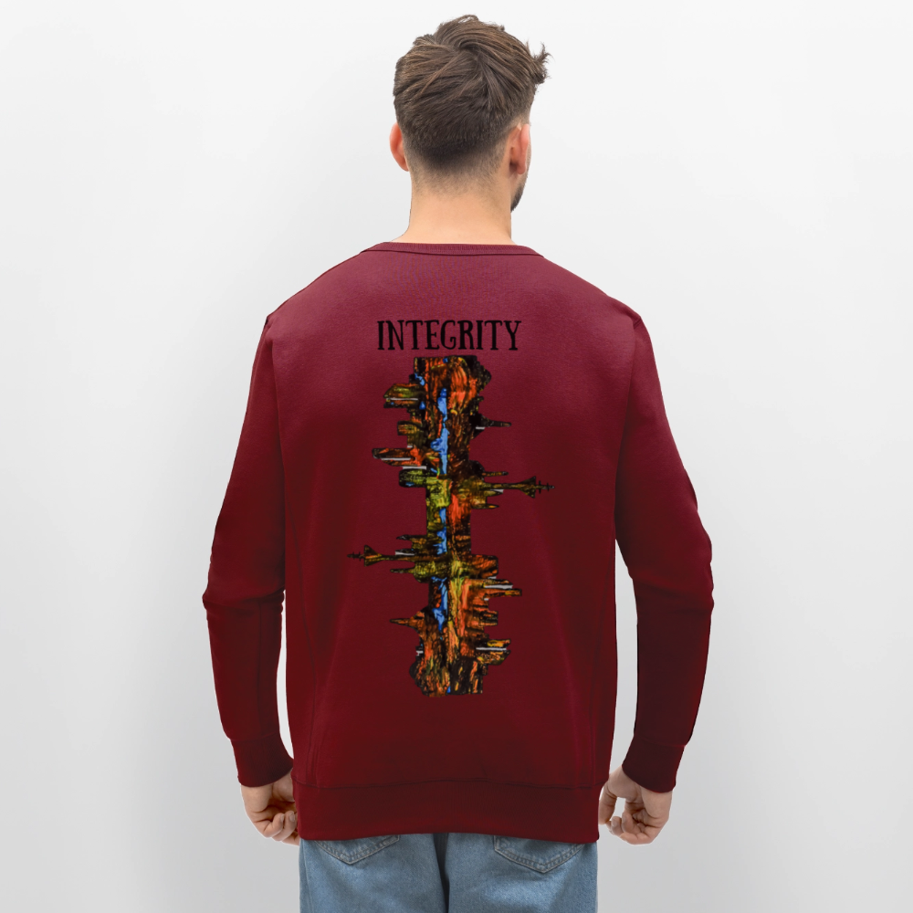 Unisex Bio Pulli Düsseldorfer Skyline Backprint - Burgunderrot