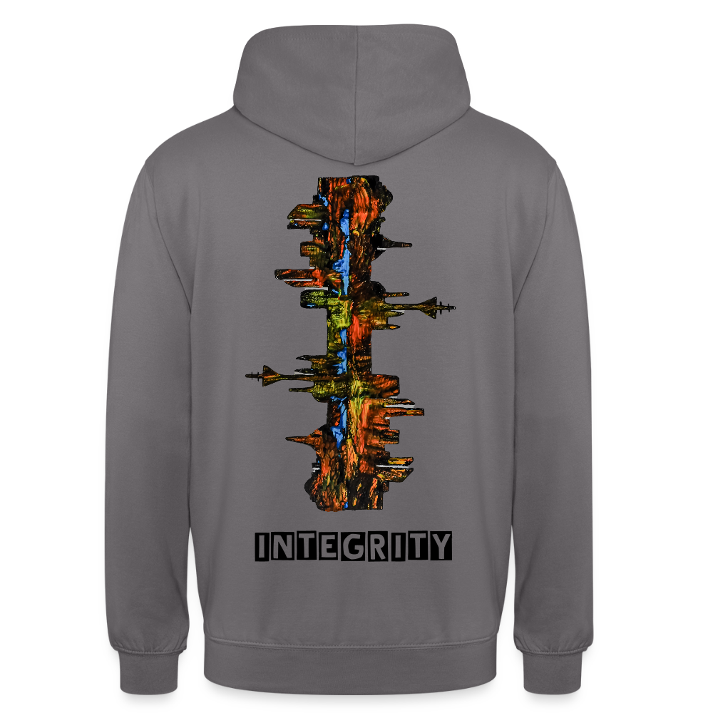 Unisex Hoodie Düsseldorfer Skyline Backprint - Mittelgrau