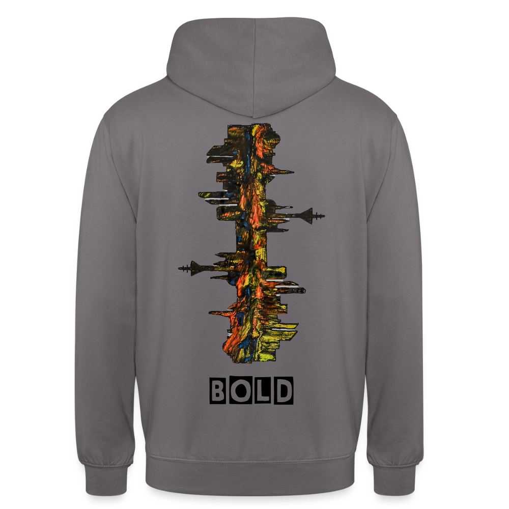 Unisex Hoodie Düsseldorfer Skyline Backprint - Mittelgrau