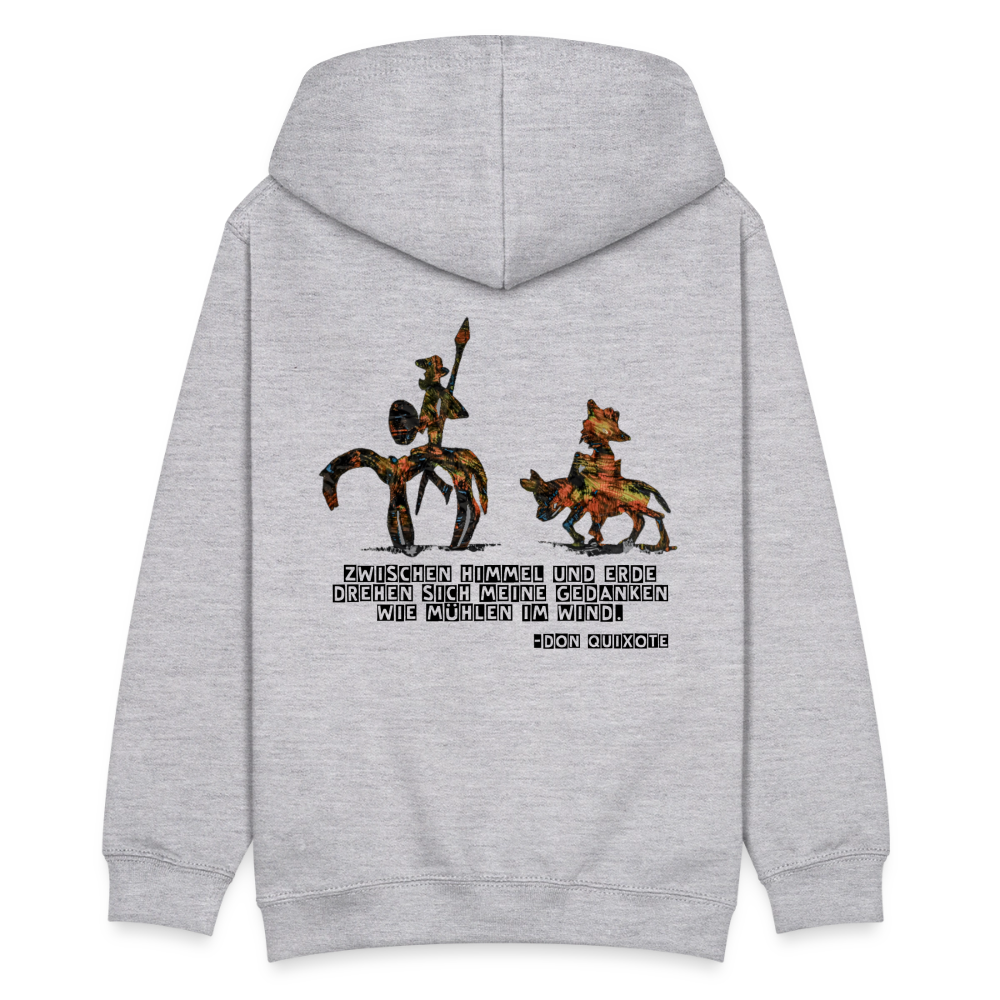 Teenager Hoodie Don Quixote Backprint - Hellgrau meliert