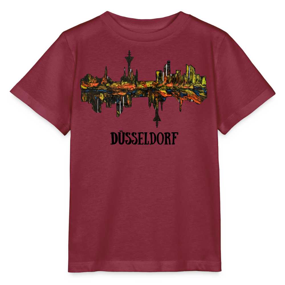 Unisex Kinder T-Shirt Düsseldorfer Skyline V.3 - Burgunderrot