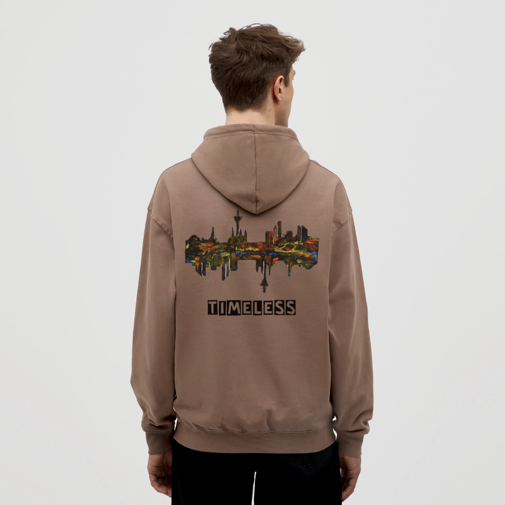 Unisex Hoodie Düsseldorfer Skyline Backprint - Mokka