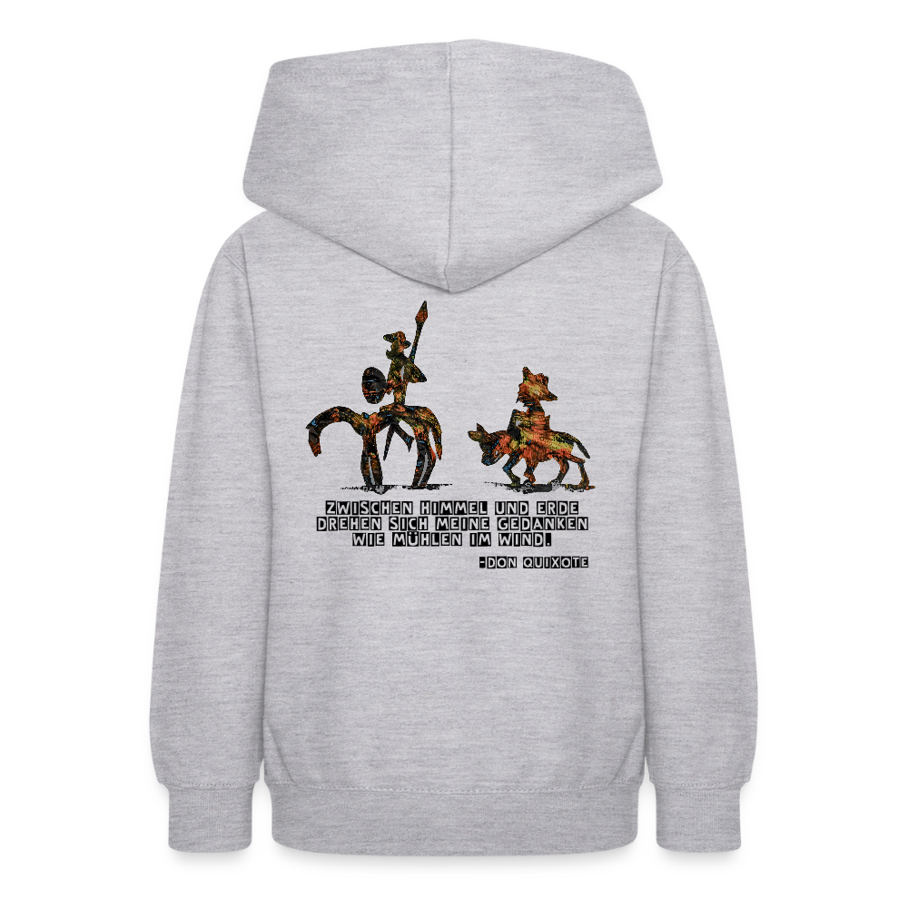 Teenager Hoodie Don Quixote Backprint - Hellgrau meliert