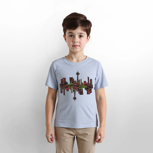 Unisex Kinder T-Shirt Düsseldorfer Skyline V.9 - Lavendel-Violett