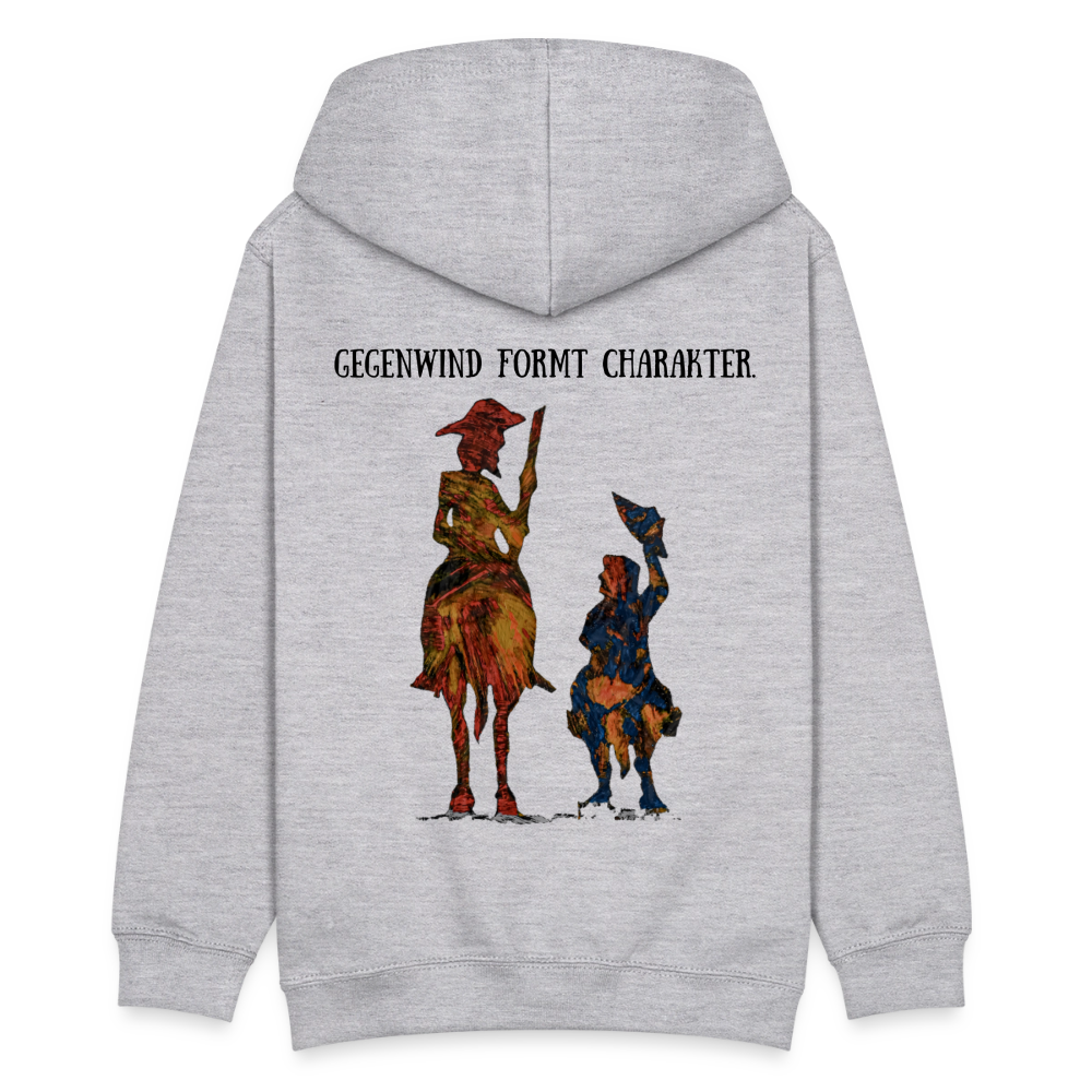 Teenager Hoodie Don Quixote Backprint - Hellgrau meliert
