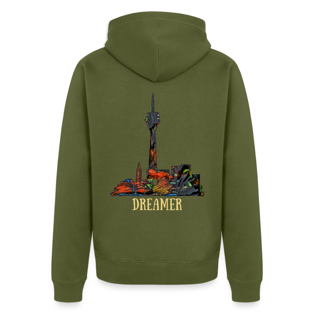 Männer Kapuzenjacke Düsseldorferskyline Backprint - Khaki