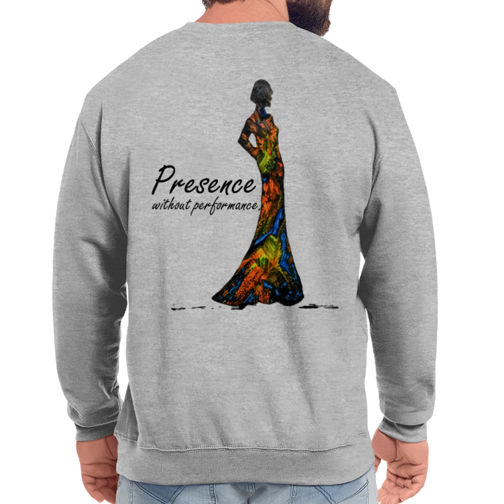 Unisex Pulli Presence Backprint - Weißgrau meliert