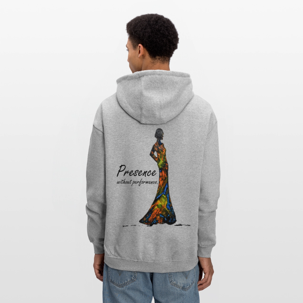 Oversized Unisex Hoodie Presence Backprint - Grau meliert