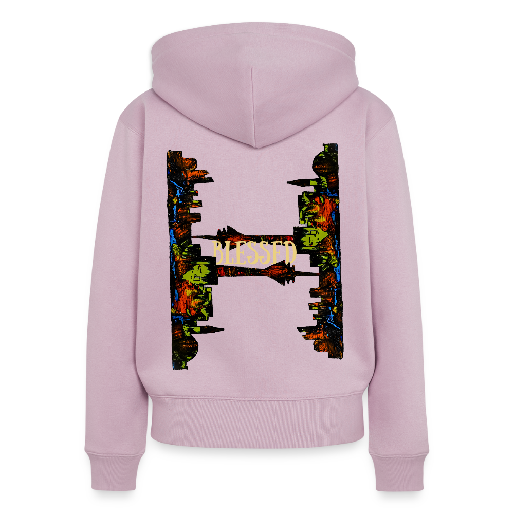 Frauen Kapuzenjacke Düsseldorfer Skyline Backprint - Altrosa