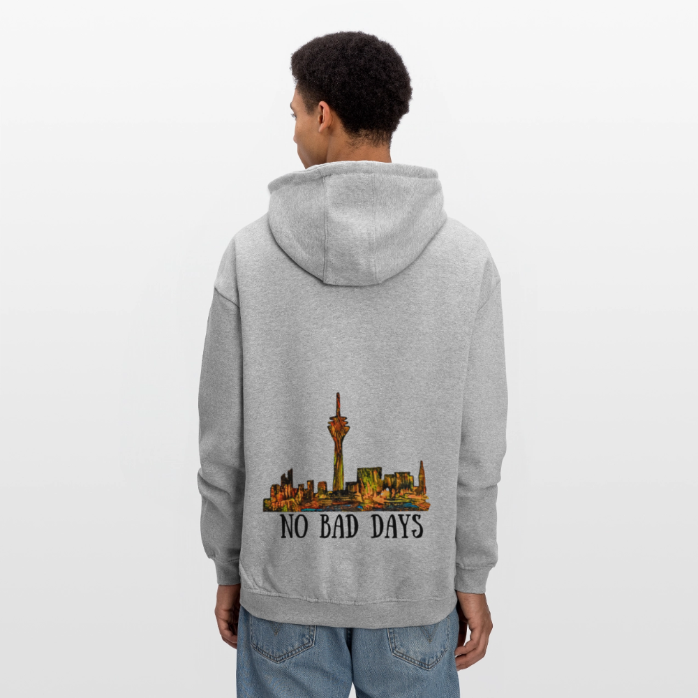 Oversized Unisex Hoodie Düsseldorfer Skyline Backprint - Grau meliert