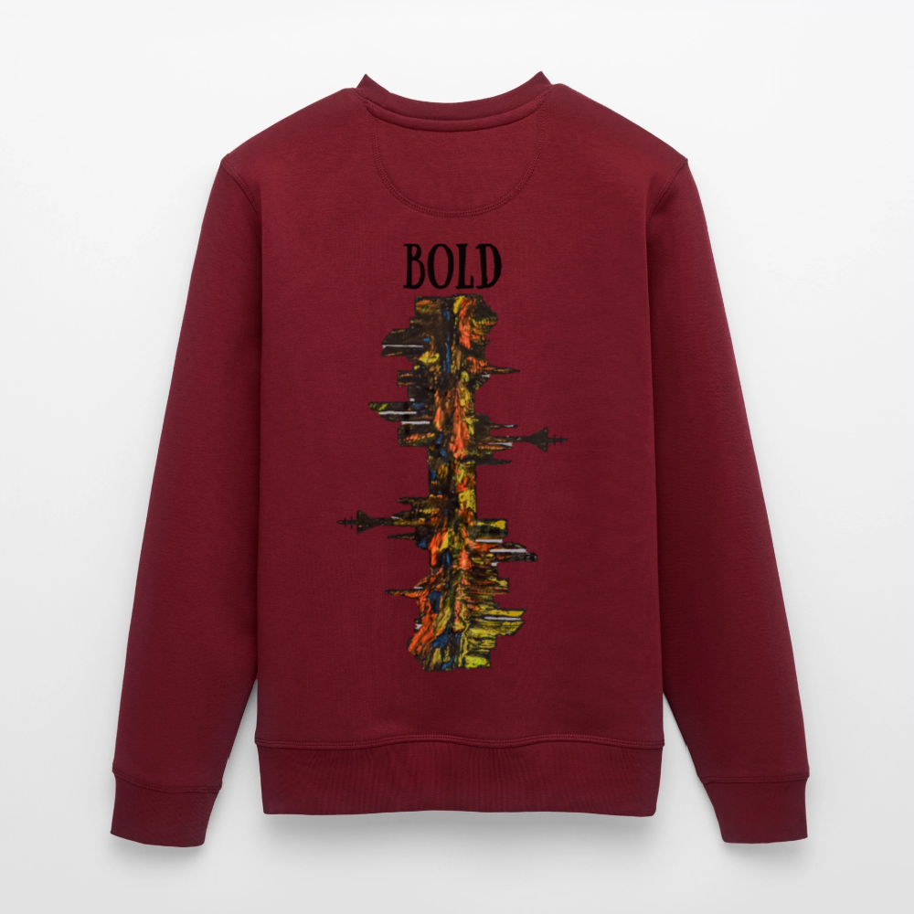 Unisex Bio Pulli Düsseldorfer Skyline Backprint - Burgunderrot